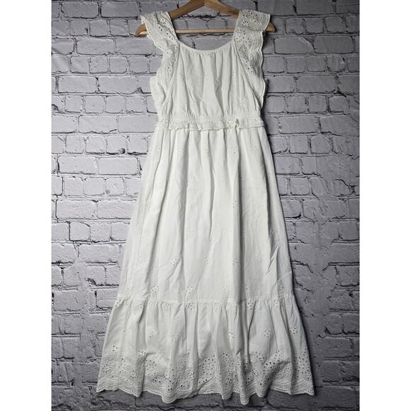 Justice 100% Cotton Eyelet Ruffle Accent Maxi Dress Size 14 - Picture 1 of 12
